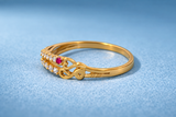 NXGOLD Heart Design Gold Ring with CZ Stones & Elegant Dual Band Style