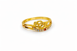 NXGOLD Heart Design Gold Ring with CZ Stones & Elegant Dual Band Style