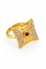 NXGOLD Royal Diamond Glow Ruby Statement Ring