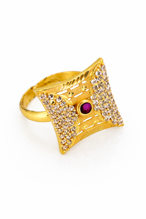 NXGOLD Royal Diamond Glow Ruby Statement Ring