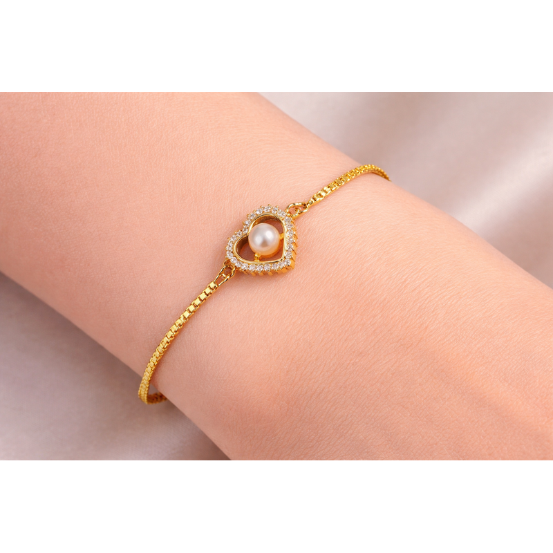 NXGOLD Heart Pearl Bracelet