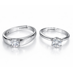 His & Hers Stainless Steel Solitaire Couple Ring Set