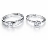 His & Hers Stainless Steel Solitaire Couple Ring Set