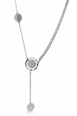 Elegant Silver Coin Charm Layered Pendant Necklace