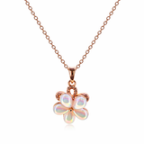 Elegant Rose Gold Floral Opal Pendant Necklace for Women