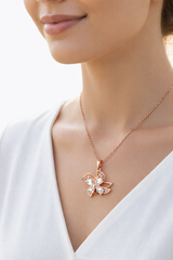 Elegant Rose Gold Butterfly Crystal Pendant Necklace for Women
