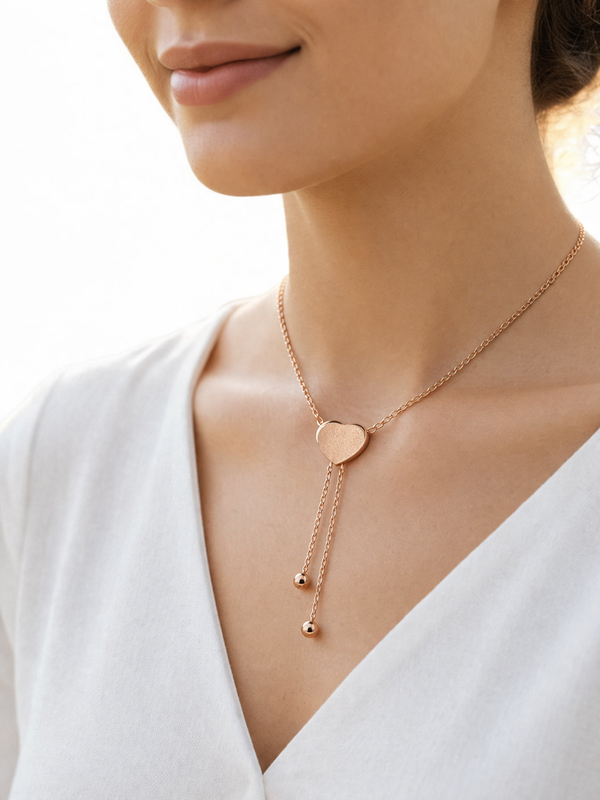 Elegant Rose Gold Heart Drop Pendant Necklace for Women