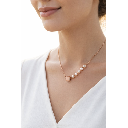 Elegant Rose Gold Pearl Accent Pendant Necklace for Women