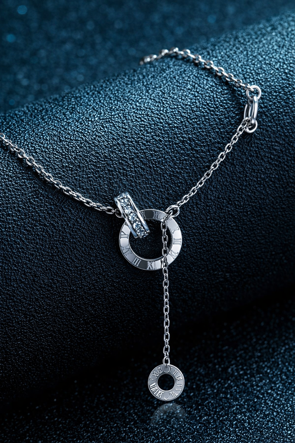 Elegant Silver Roman Ring Pendant Necklace
