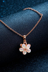 Elegant Rose Gold Floral Opal Pendant Necklace for Women