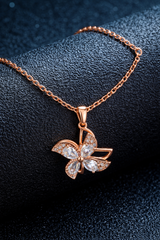 Elegant Rose Gold Butterfly Crystal Pendant Necklace for Women