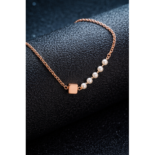 Elegant Rose Gold Pearl Accent Pendant Necklace for Women