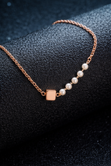 Elegant Rose Gold Pearl Accent Pendant Necklace for Women