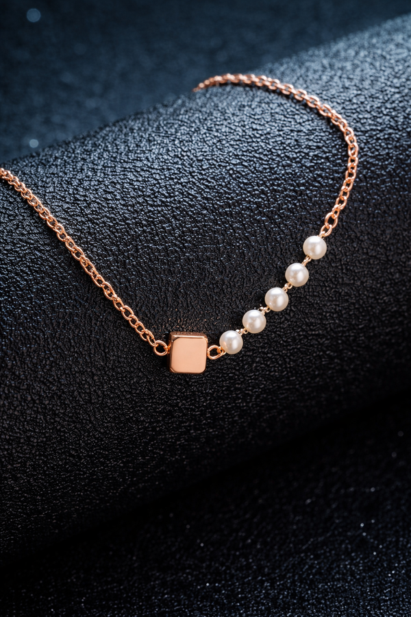 Elegant Rose Gold Pearl Accent Pendant Necklace for Women