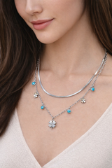 Elegant Silver Clover Charm Layered Necklace