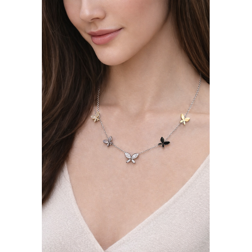 Elegant Silver Butterfly Charm Necklace