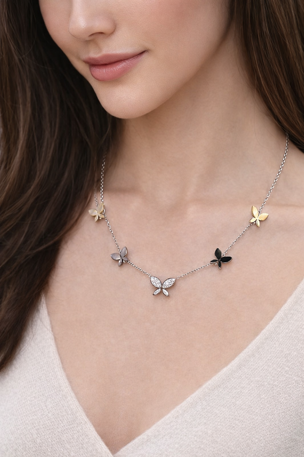 Elegant Silver Butterfly Charm Necklace