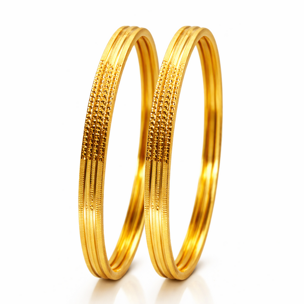 NXGOLD Designer Gold Bangles For Women Set Of 2