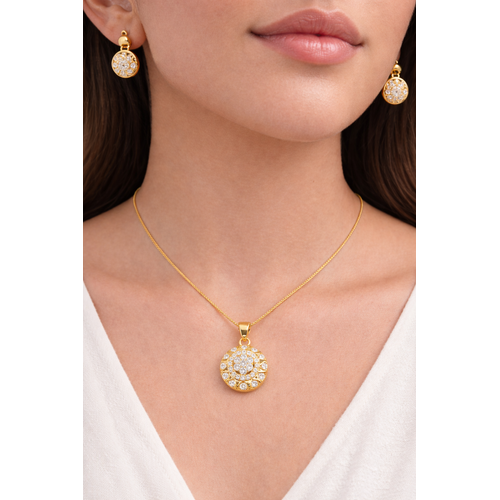 NXGOLD Round CZ Pendant Necklace Set