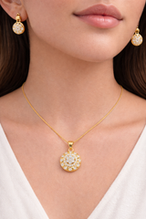 NXGOLD Round CZ Pendant Necklace Set