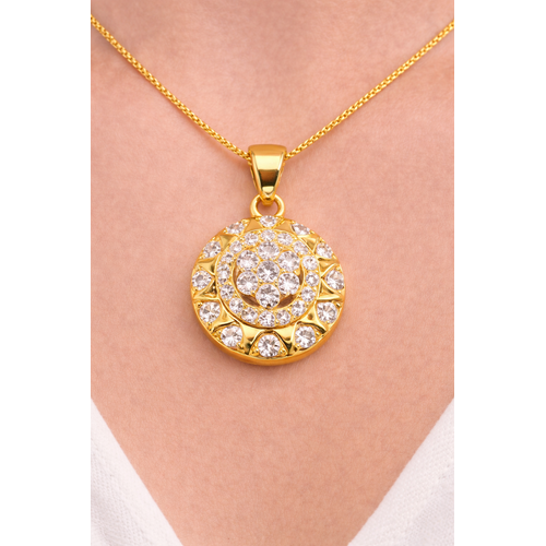 NXGOLD Round CZ Pendant Necklace Set