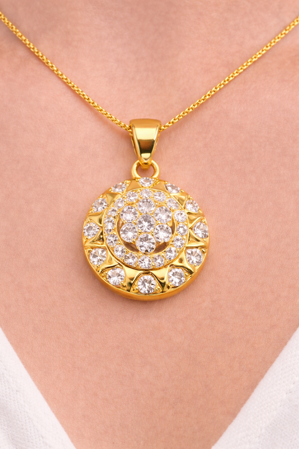 NXGOLD Round CZ Pendant Necklace Set