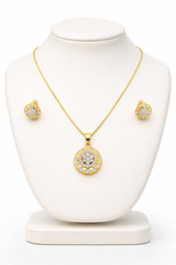 NXGOLD Round CZ Pendant Necklace Set