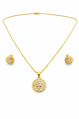 NXGOLD Round CZ Pendant Necklace Set
