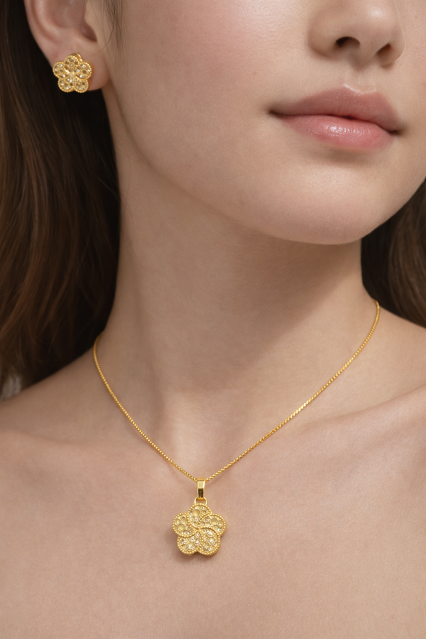 NXGOLD Floral Pendant Necklace Set