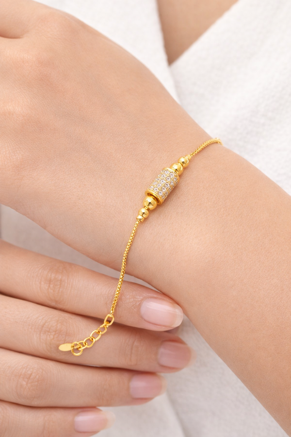 NXGOLD Plated Crystal Barrel Bracelet for Women
