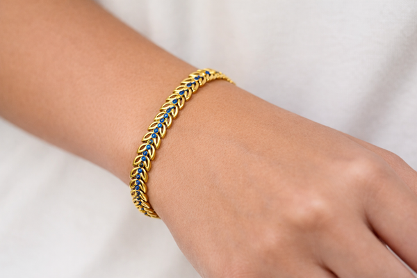 NXGOLD Blue Stone Leaf Bracelet for Women