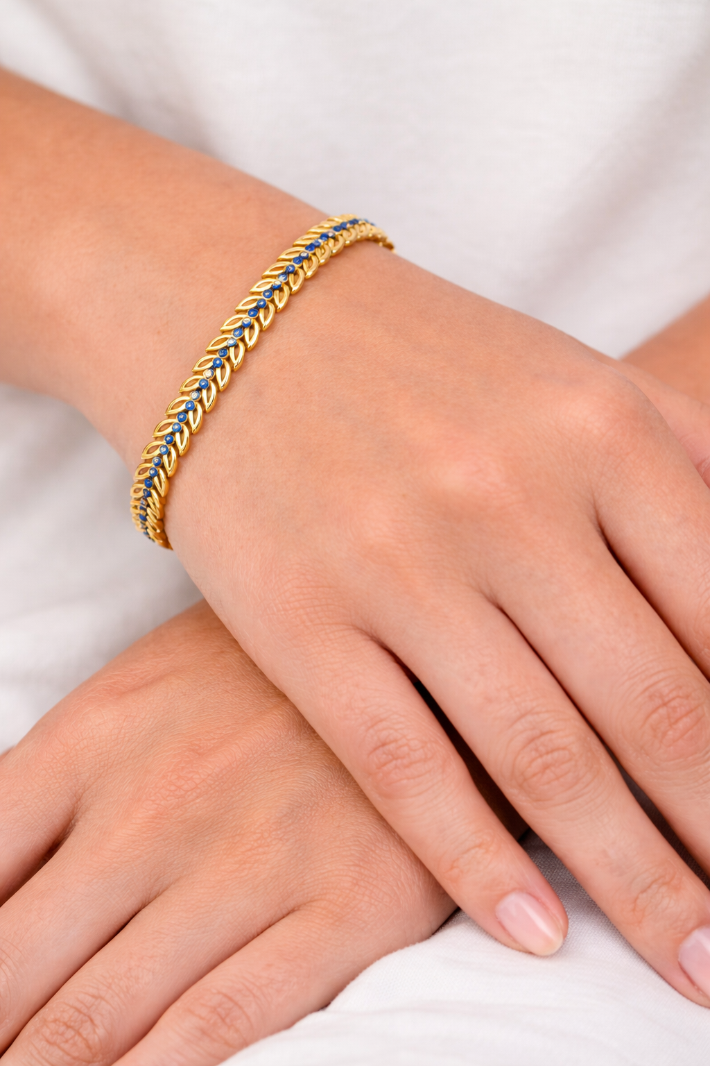 NXGOLD Blue Stone Leaf Bracelet for Women