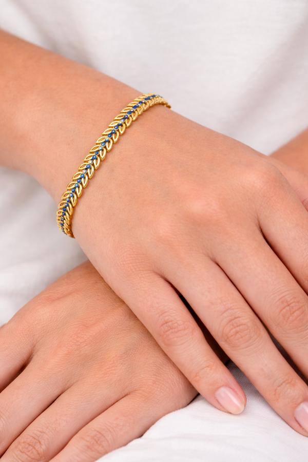 NXGOLD Blue Stone Leaf Bracelet for Women