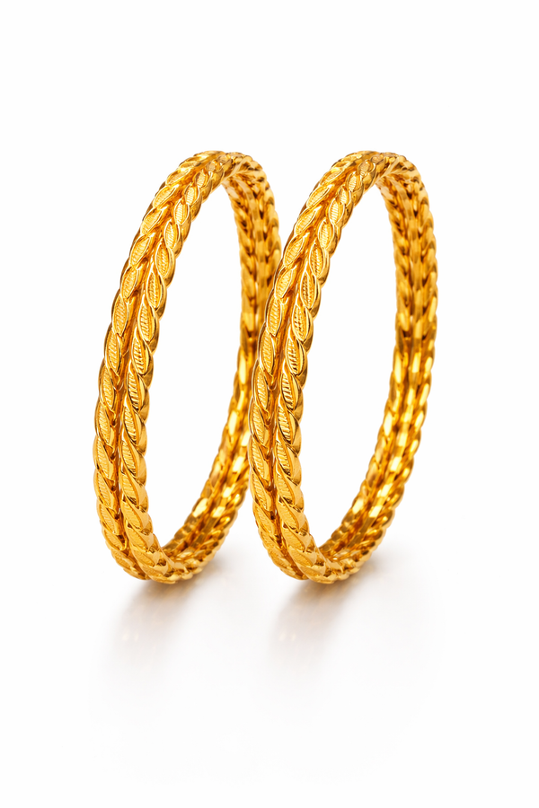 NXGOLD Leaf Design Bangles for Women Set of 4
