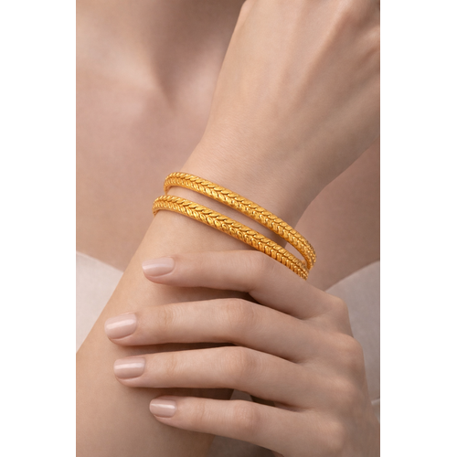 NXGOLD Leaf Design Bangles for Women Set of 4