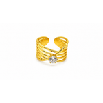 Elegant Anti-Tarnish Multi-Layer Gold Ring with CZ Stone