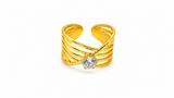 Elegant Anti-Tarnish Multi-Layer Gold Ring with CZ Stone
