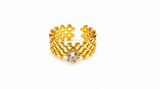 Chic Anti-Tarnish Lattice Pattern Ring with CZ Stone