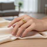 Elegant Anti-Tarnish Interlocked Chain Ring with CZ Stone