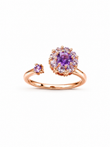 Rose Gold Purple Floral Adjustable Ring for Women