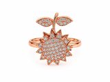 Rose Gold Sunflower Crystal Ring for Women