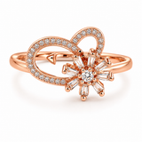 Rose Gold Floral Crystal Ring for Girls & Women