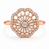 Rose Gold Floral Halo Ring for Women