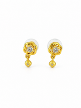 NXGOLD Floral Crystal Drop Gold-Toned Stud Earrings for Women