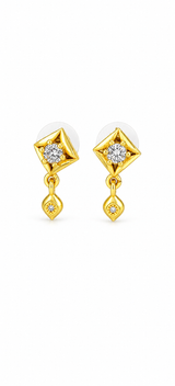 NXGOLD Geometric Crystal Drop Gold-Toned Stud Earrings for Women