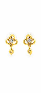 NXGOLD Clover Crystal Drop Gold-Toned Stud Earrings for Women