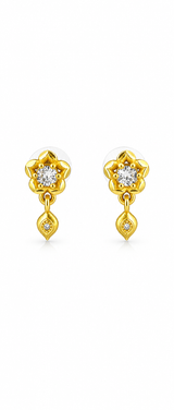 NXGOLD Clover Crystal Drop Gold-Toned Stud Earrings for Women