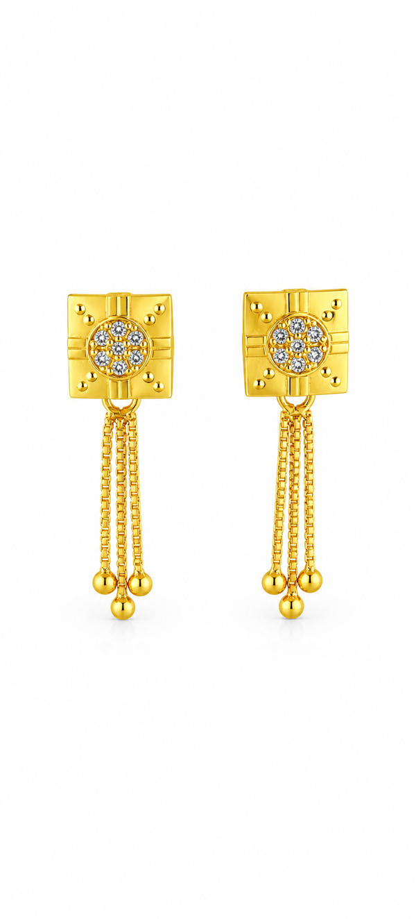 NXGOLD Regal Chain Tassel Crystal Earrings