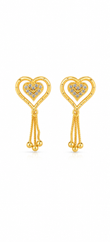 Heart Tassel Stud Earrings for Women