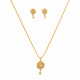 Elegant Circular Floral Pendant Necklace & Matching Earrings Set for Women